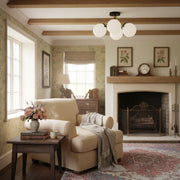 Glorica Glass Globe Light - Mid Century Semi Flush Ceiling Lamp